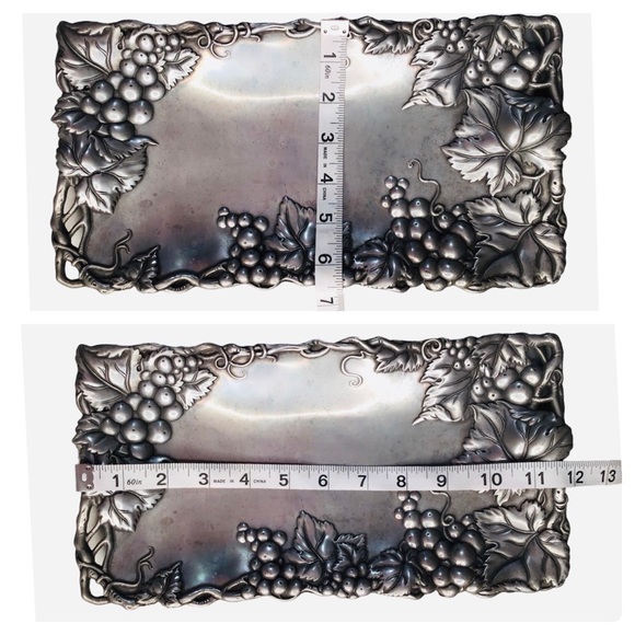 Vintage 1996 Arthur Court Grape Vine 11.5” X 6.25” Handmade Aluminum Bread Tray - Picture 8 of 16